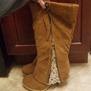 Light brown faux suede boots